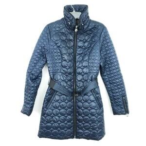 Laundry Shelli Segal Puffer Coat Belted Mid-Length Navy Blue Women Medium